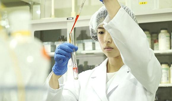 Researchers studying Fucoidan in lab.