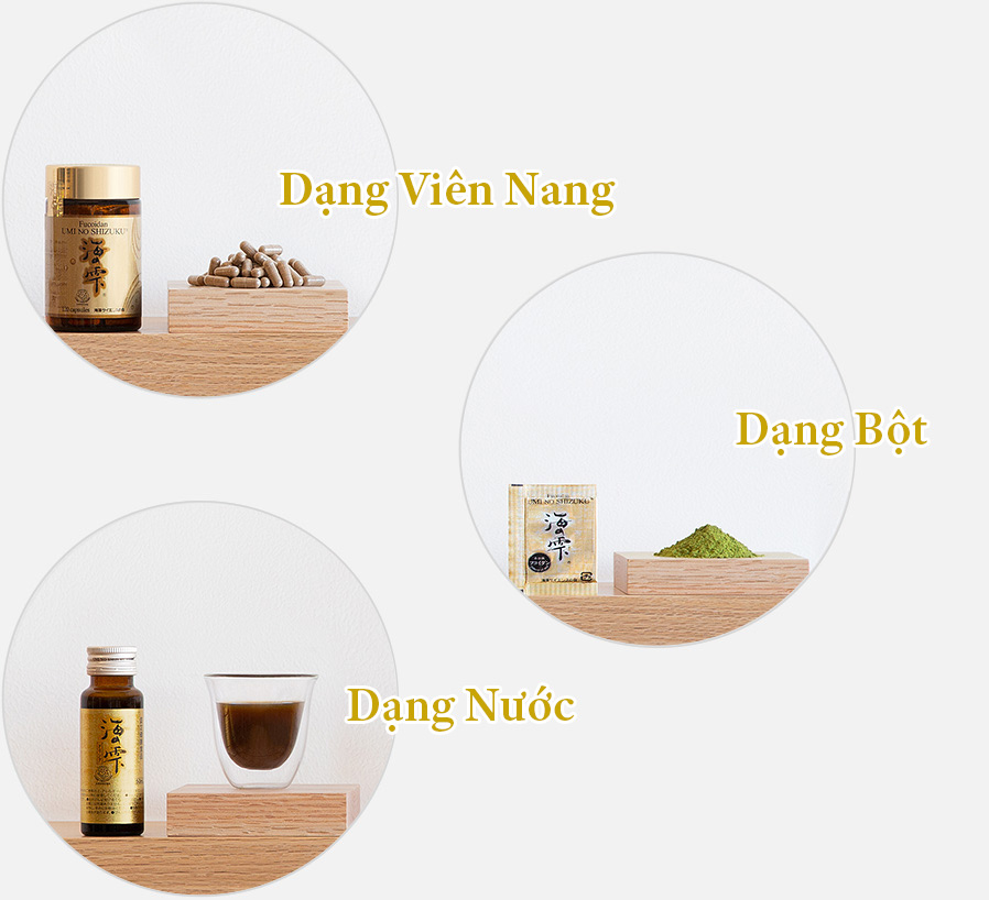 Fucoidan dạng nước, viên nang, bột 