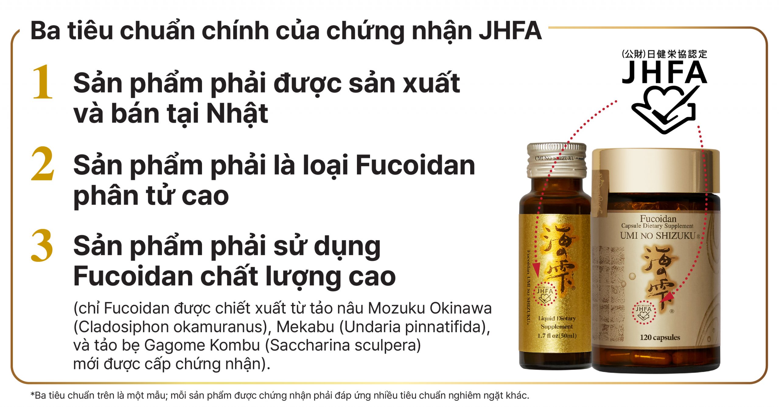 Ba tiêu chuẩn chính của chứng nhận JHFA